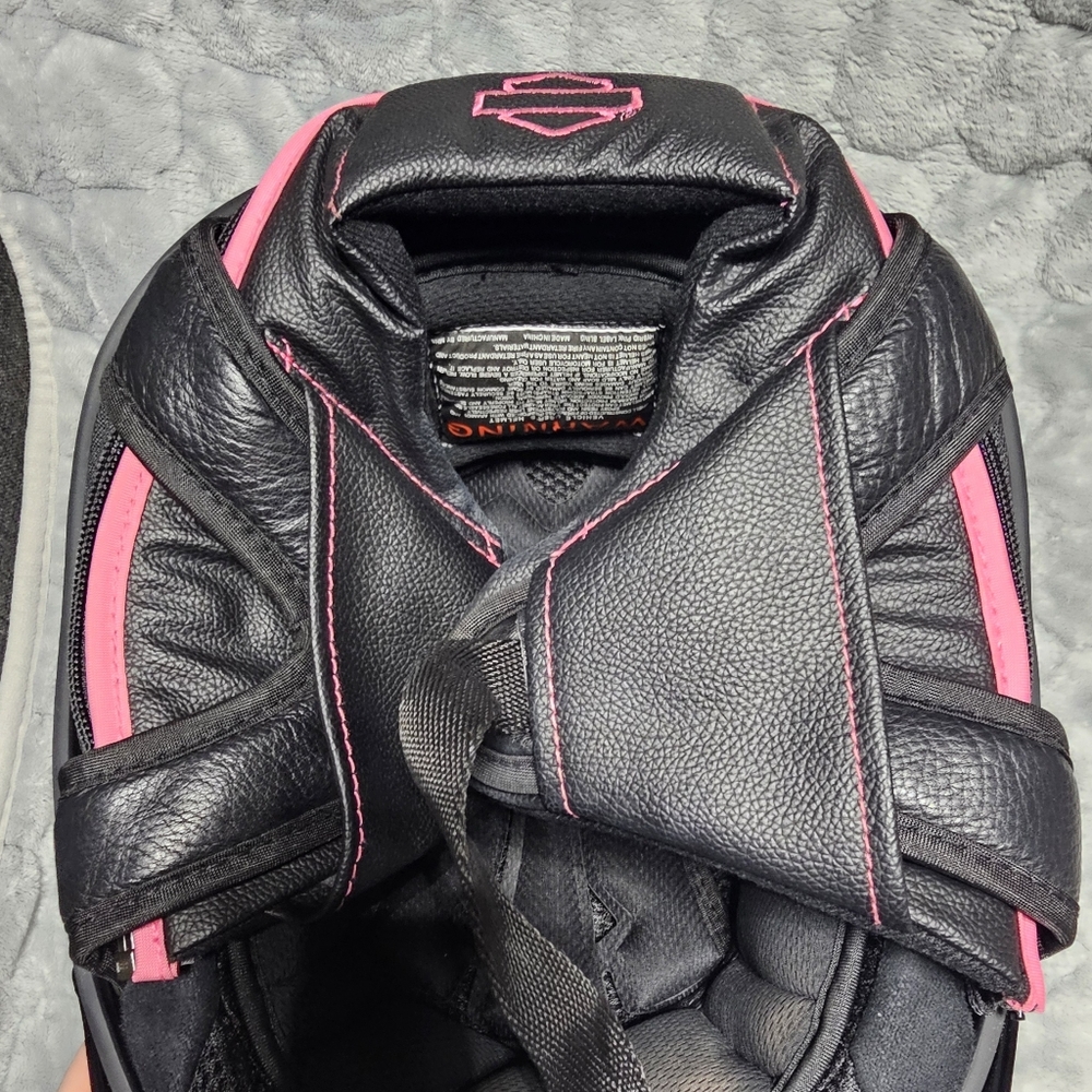 Harley-Davidson Womens Helmet Pink Bling Logo Hybrid 1/2 Helmet Black S/M - Picture 8 of 12